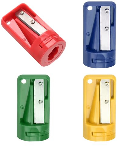 QUARKZMAN 4 Stück Zimmermanns Bleistiftspitzer Tischler Bleistiftspitzer für Zimmermannsbleistift Tragbares Bleistift Spitzer Anspitzer für Holzbearbeitung（Vier Farben 3）