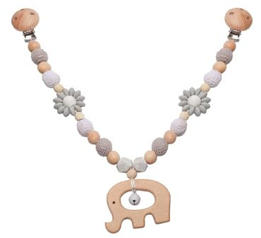Ueiwffzo Kinderwagen Anhänger Baby Mobiles Kinderwagen Kette Für Babys, Kinderwagen Kinderwagenkette Aus Holz, Babymobile Kette Kinderwagen Zubehör Spielzeug Für Babys Junge Mädchen (Hölz Elefant)