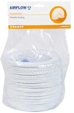 Airflow Ø100mm x 15M PVC Flexible Ducting Hose - Tumble Dryer Vent Hose, Flexible Ducting for Extractor Fans, Cooker Hoods & Hydroponics