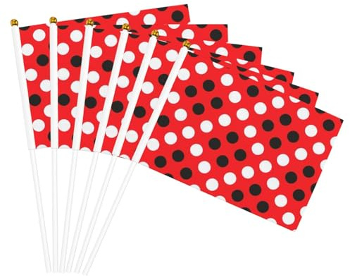 Drapeau portable imprimé à pois rouges et blancs pour célébration, fêtes, vacances, décoration de rassemblement, événements