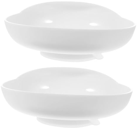 WRITWAA 2pièces Assiette avec Rebord Anti-déversement pour Personnes Âgées Base Ventouse Antidérapante Facile à Nettoyer pour Manger Seul Toute Sécurité