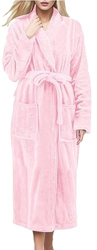 Celanisai Bata de invierno para mujer, forro polar, albornoz de franela mullido, agradable al tacto, suave kimono térmico, cálido, ropa de dormir cómoda y suave