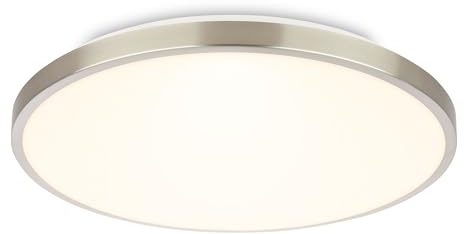 BRILONER - LED Deckenlampe mit Dekorblende, warmweiße Lichtfarbe, 17,5W, 2400lm, LED Lampe, Deckenleuchte, Wohnzimmerlampe, Küchenlampe, Deckenbeleuchtung, Flurlampe, 33 x 6 cm (DxH), Nickel-matt