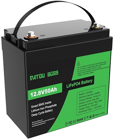 DATOUBOSS Batería Litio 12V 50Ah Batería LiFePO4,15000+ Ciclos Profundo y 50A BMS Protección,Grado A Células de la Bateria para Autocaravana,Sistema Solar,Camper,Cortadora de Césped