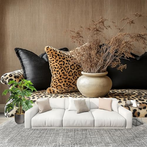 Sala de estar Fotomurales 250x175cm Manchas De Leopardo En Animales Tejido No Tejido Fotomurales MarróN Claro Mural Se aplica a Pared Panorámico Para Dormitorio TV Pared Murales Póster