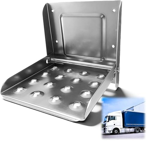 Marchepied Pliant pour Remorque, Marchepied de Camion Pliable, Escabeau pour Remorque, Escabeau Pliant Galvanisé, Aide D'accès Pliante Antidérapante pour Fourgonnettes Camping-Cars et Caravanes
