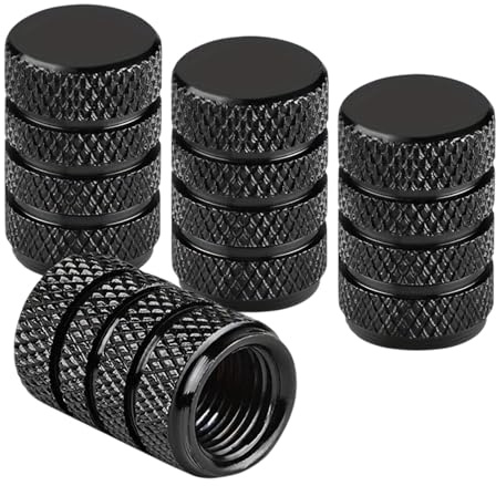 4Pcs Aluminum Tire Valve Stem Caps, Universal Tyre Valve Car Caps with Gasket, Metal Car Dust Cap for Motorbike, Bike, Trucks, Electric Scooter, SUV(Black)