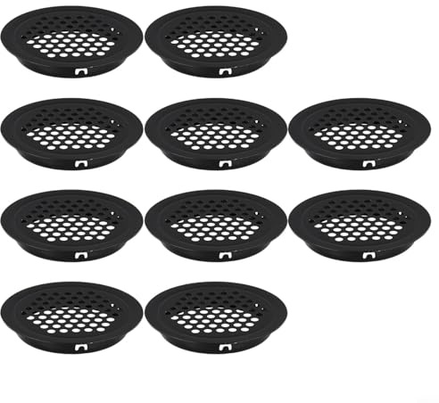 Griglia di ventilazione rotonda in acciaio inossidabile, per armadietti, guardaroba, scarpe, rete di ventilazione in metallo, confezione da 10 pezzi (nero, 29 mm)