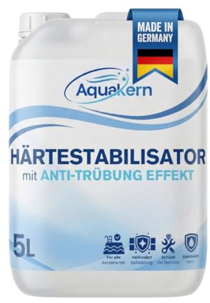 Aquakern Härtestabilisator Pool 5L [entfernt Kalkablagerungen] mit Anti-TRÜBUNG-Effekt | Schützt die Pooltechnik | bindet Calcium & Metallionen im Wasser | Kalkentferner Pool | Made in Germany