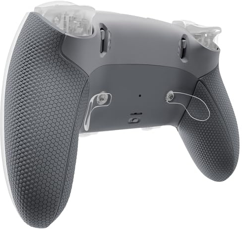 eXtremeRate Beyond ARC Carcasa Inferior Compatible con ps5 Edge Controller | Placa Cubierta Trasera con Grip de Goma de Repuesto y Marco Decorativo para ps5 Edge Mando (Gris Oscuro & New Hope Gray)