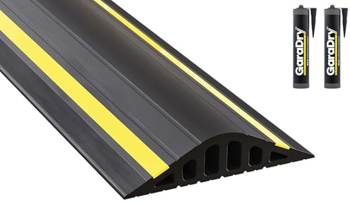 Kit soglia barriera antiallagamento per porta garage alta 4 cm 3,73 m | PVC flessibile | Il kit completo include 2 adesivi | GaraDry
