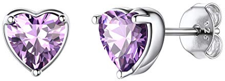 Suplight Orecchini Donna Argento con Zirconia Orecchini Cuore Orecchini Donna Argento 925 con Pietra Portafortuna 12 Mesi, Accessori Elegante con Confezione Regalo