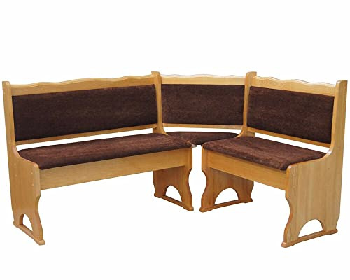 k koma Polster Eckbank Kiefer Holz, Alder Farbe mit Polsterung MASSIVHOLZ - NEU BRAUN (140 x 180)