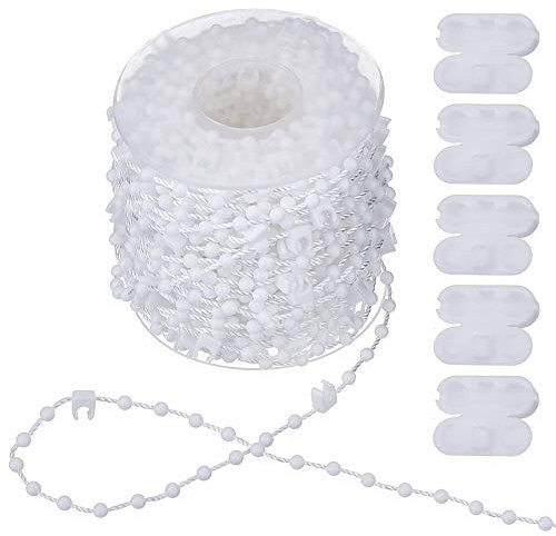 XCOZU 20 Meter Vertikal Rollokette Endloskette/Senkrechte Untere Kette und 5 Stück Jalousie Rollo Kette Verbinder für 3,5 Zoll / 89 mm Lamellen