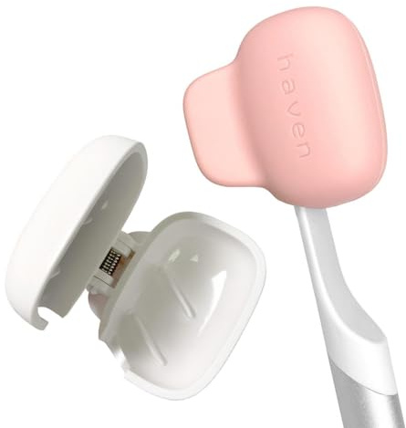 Haven Toothbrush Cover - Fits Electronic and Manual Toothbrushes - Toothbrush Case Holder for Travel - Set of Two Tooth Brush Cap Protectors (White and Coral)
