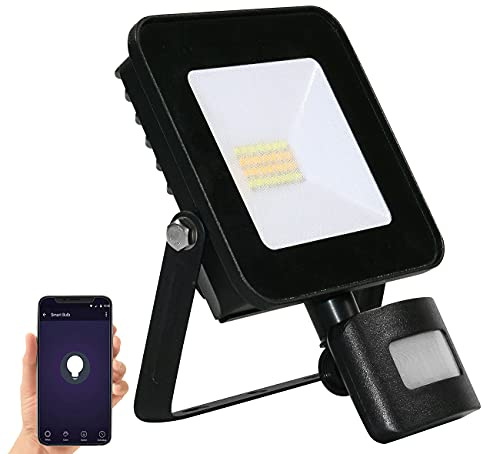 Luminea Projecteur LED connecté avec capteur de mouvement - 20 W - 1600 lm - CCT Home Control