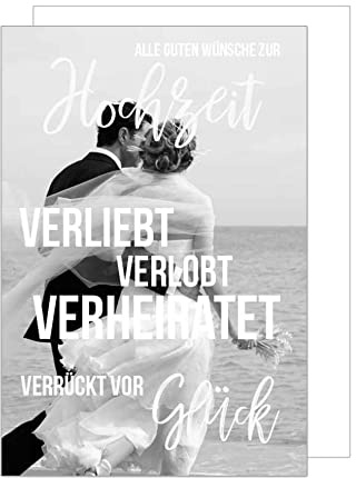 Edition Seidel Premium Glückwunschkarte zur Hochzeit mit Umschlag. Karte Hochzeitskarte Grusskarte Alle guten Wünsche Brautpaar silber Strand Strandhochzeit (H376 SW022)