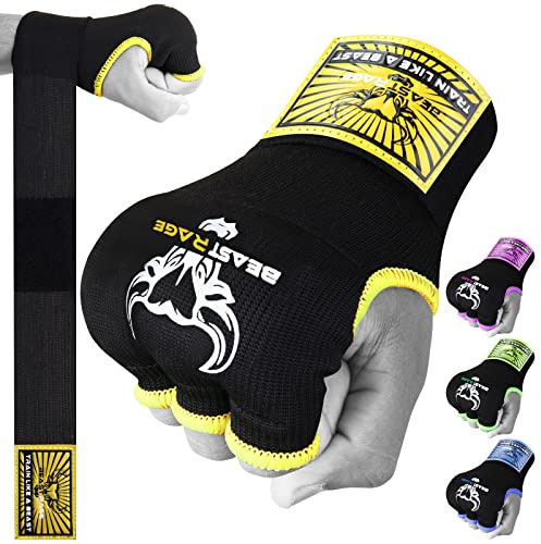 Beast Rage Boxbandagen MMA, 75 cm lang, gepolstert, elastisch, Schnellboxen, Boxsack, Training, Muay Thai, Handbandagen, UFC-Bandagen für Herren, Damen, Kinder