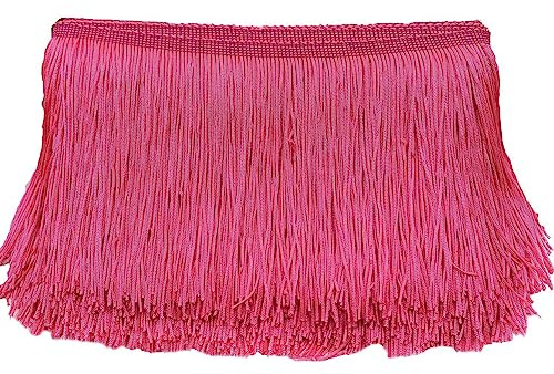 10 cm x 2 m ribete de flecos cinta decorativa de danza flecos de seda borla borla de flecos para coser, manualidades, ropa, lencería, disfraces, cortinas, decoración, rosa A