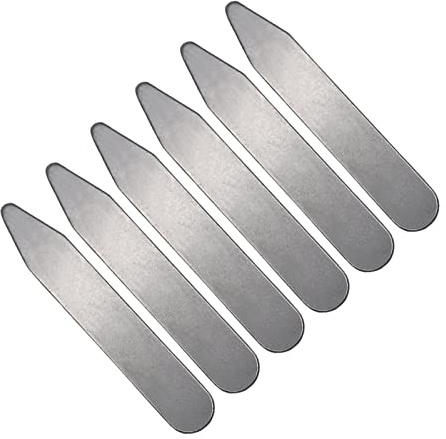 Perfeclan 6 x Kragenstäbchen, mehrere Größenoptionen, glatte Kanten, rutschfest, einzigartiges Metall für Arbeitsuniform, Unisex, Herren, Hemd, 63,5 mm x 10 mm x 0,8 mm