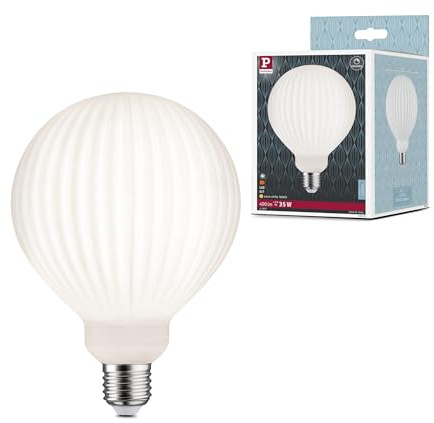 Paulmann 29078 White Lampion Edition Filament LED Globe G125 230V E27 4,3W 400lm dimmbar 125mm Weiß Glas 3000K