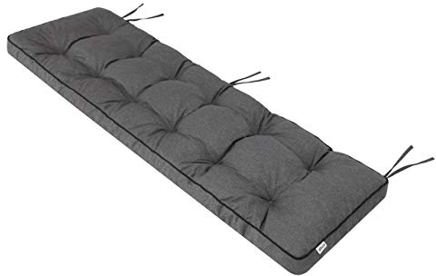 Bankauflage für Gartenbank, Polsterauflage, Sitzkissen, Bankkissen, Bankpolster mit 8 cm Dicke Polsterung, Auflage für Bänke, Made in EU - 180x50 cm - dunkelgrau