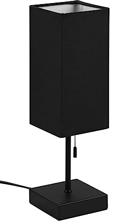 Reality Leuchten Tischleuchte Ole R51061032, Metall Schwarz matt, Schirm Stoff Schwarz, exkl. 1x E27, USB A & C Buchse