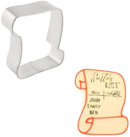 R&M Scroll Cookie Cutter, Santa List Cookie Cutter, Pirate Map Cookie Cutter 3 Tinplated Steel, Silver