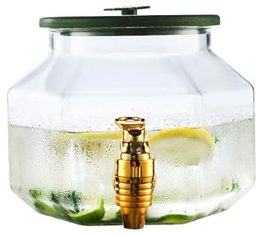 Dispenser Bevande Barattolo di vetro Secchio per bevande self-service Barattolo per tè solare con rubinetto Dispenser per bevande in vetro Brocca per acqua fredda in vetro con rubinetto Trasparente