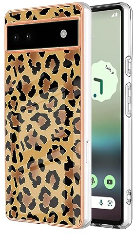 WBWONE Hülle für Google Pixel 6A, Handyhülle Weich Silikon TPU Rahmen Dünn Stoßfest Kratzfest Schutzhülle mit Aufgemaltem Muster - Leopard