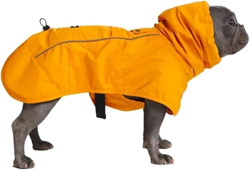 Spark Paws Chubasquero para perro, impermeable, resistente al viento, para perros pequeños, medianos, grandes, extragrandes, reflectantes, transpirables, cobertura de cuerpo completo, color amarillo