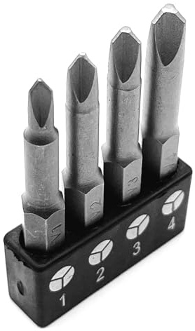 OHIY Y-Typ Tri-Wing-Schraubendreher-Einsatz-Set in 4 verschiedenen Größen, langlebiger CR-V-Stahl, #1#2#3#4 Größen, 5,1 cm langer Schaft mit Standard 1/4-Zoll-Sechskantantrieb