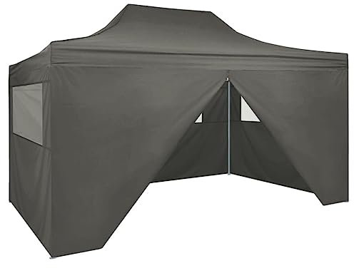 Home Outdoor Sonstiges Faltzelt Pop-Up mit 4 Seitenwänden 3x4,5 m Anthrazit