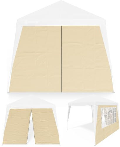 CASARIA® 2X Seitenteil für Pavillon 3x3m Wasserdicht mit Fenster mit Reißverschluss Garten Seitenwand Abdeckplane Faltpavillon Pop Up Stabil Beige