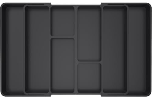 Lifewit Portaposate da Cassetto Grande, Pporta Posate da Cassetto, Espandibile da 54,1 a 91,4 cm di Larghezza, Organizer Cassetti Cucina in Plastica per Posate, Cucchiai, Forchette, Coltelli, Nero