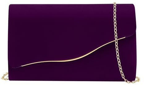 Clutch Purses for Women Evening Bag Faux Suede Formal Party Wedding Cocktail Prom, Dark Purple