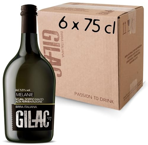 GILAC MELANIE OATMEALSTOUT Birra artigianale Doppio Malto 6 Bottiglie da 75cl, Birra Scura Italiana Non Filtrata e Non Pastorizzata, Birre Artigianali Confezioni Regalo - Gradazione Alcolica 5,5% Vol