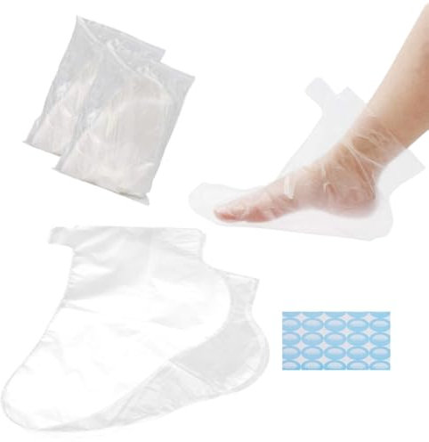 WHYCNJL 200 Stück fußmaske Clear Plastic Einwegstiefel Paraffin Bad Liner Fussmaske für die Fußpediküre Hot Spa Wax Treatment Fußabdeckungen Taschen Paraffin Fußmaske Socken