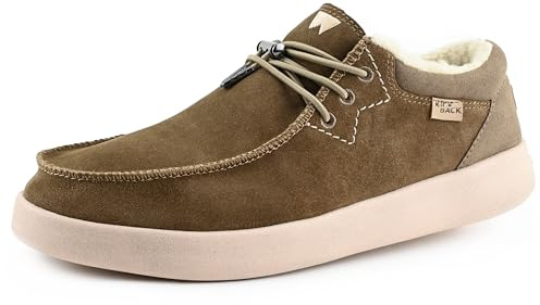 Kickback Haven - Mens Loafers - Colour Woolie Khaki - Casual Moc Style Mens Shoes -Suede Upper - Adjustable Elastic Laces - Cushioned Sole - Leather Lined Insole - Size UK 10