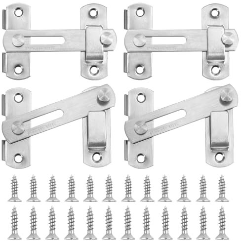 DesertBoy 4 Pcs Door Latch, 4 inches, Sliding Barn Door Lock, Safety Door Bolt Latch Lock, Barn Door Lock, 180 Degree Flip Sliding Barn Door Lock, Flip Latch Safety Door Bolt, for Fence, Garden, Door