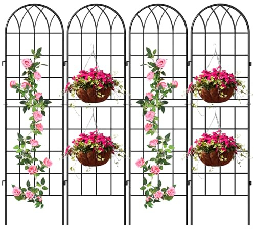 SUNYRISY Rankgitter Metall 4er Set, 150 cm hoch Garten Rankhilfe Spalier Rosengitter für Kletterpflanzen Blume Topfpflanzen Traube Gemüse