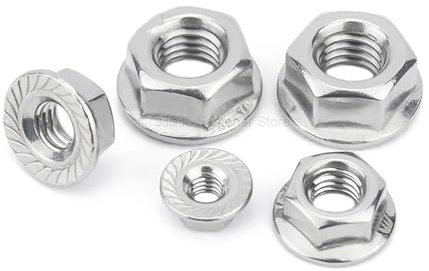 2/25X M3 M4 M5 M6 M8 M10 M12 Edelstahl Hexagon Hex Kopf Gezähnt Spinlock Flansch Mutter Kontermutter Kontermutter DIN6923(M4(25pcs))