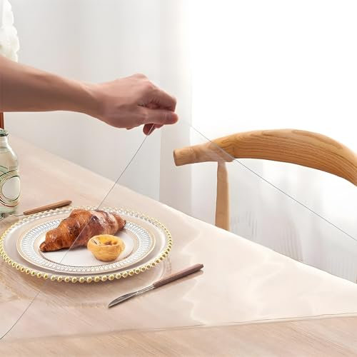 Tovaglia Trasparente,protezione Tavolo Pvc,Impermeabile Tovaglia Plastica Trasparente,protettore Da Tavolo In Legno, Pellicola Protettiva Per Sala Da Pranzo,scrivania(63x95in/160x240cm)