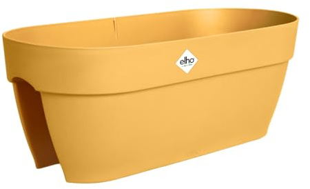 Elho Vibia Campana Flower Bridge 60 - planteringskruka balkong - 100% återvunnen plast - L 59 x B 26 x H 22 cm - gul/honungsgul
