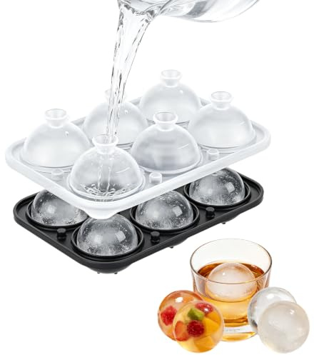 Silicone Ice Ball Mould, Round Ice Cube Moulds with Pure Silicone Lid - 5.6cm(2.2inch) DIY Ice Balls Great for Jelly Juice Chocolate or Whiskey Bourbon, Sphere Ice Tray