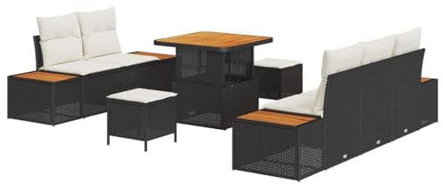 vidaXL Trädgårdsoffset 8 pcs Svart konstrotting, Trädgård och terrass, modern rattan-soffa, utesoffa, modulär möbel, perfekt för avkoppling och komfort