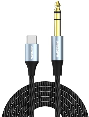 ANDAPA 1M USB C to 6.35mm (1/4 inch) TS Audio Cable, Gold Plated – Mono USB Type C to 1/4 Male Aux Interconnect Adapter Cable Compatible with iPhone 15/16 Series.