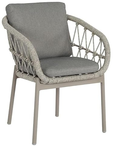 OUTLIV. Gartensessel Dakota Aluminium Rope Olefin, wetterfest, inkl. Kissen, Sand Natural Brown, 63,5x64,5x80cm, 6,5kg, UV-beständig