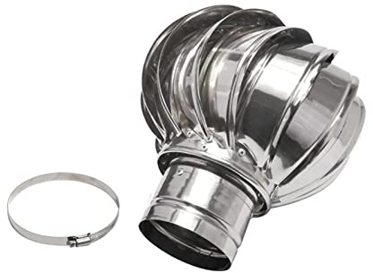 Chimney Cover, Stainless Steel Rotary Turbine Ventilator Rotating Chimney Cowl Cap Spinner Anti-Downdraught Fits Most Standard Chimney Pots Chimney Pot Cap Tool