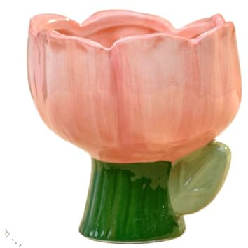 UPJAKS Decorativa Jarrón de tulipán Rosa for Flores, Maceta de Porcelana con Forma de Flor, única de cerámica suculentas, Plantas pequeñas, Cactus for decoración del hogar. Oficina